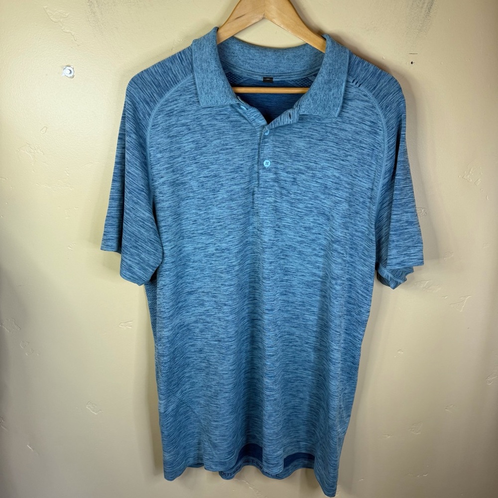 Lululemon Athletica Blue Polo Shirt Metal Vent Tech XL EUC